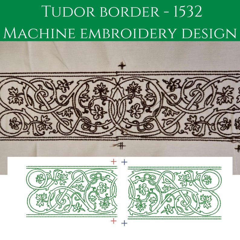 Tudor Machine Embroidery Design Continuous Border Design Medieval tudor-machine-embroidery-design-continuous-border-design-medieval
