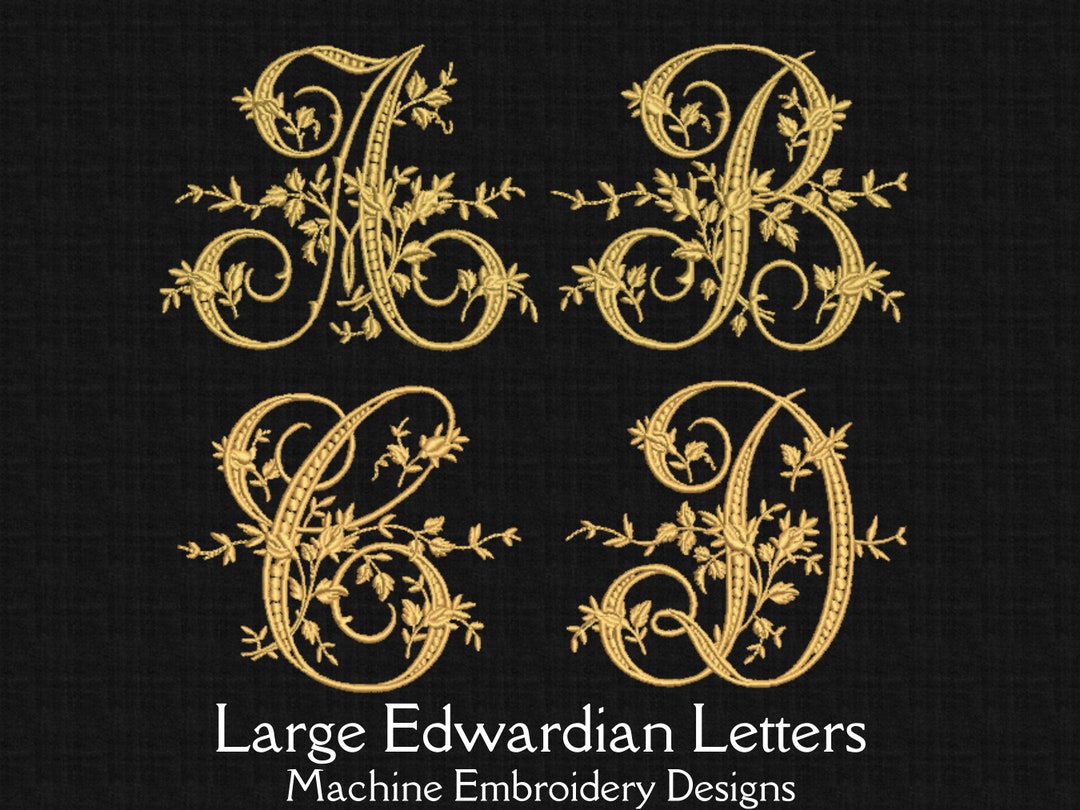 Edwardian Embroidery Letters. Complete Alphabet. Historical Machine