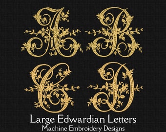 Edwardian Embroidery Letters. Complete Alphabet. Historical Machine Embroidery for Weddings. Victorian Lettering. Monogram