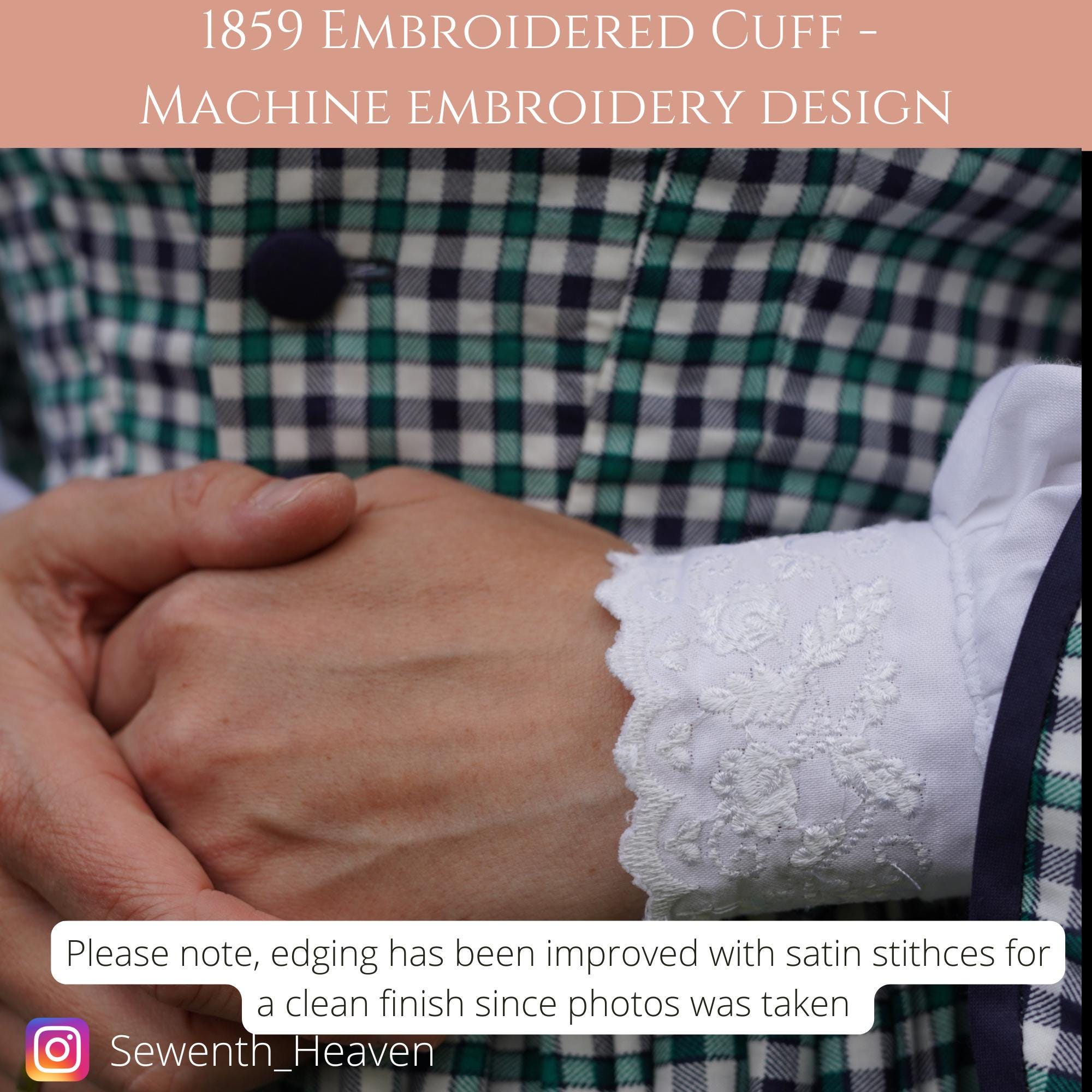 Victorian Cuff Embroidery. Historical Machine Embroidery for 