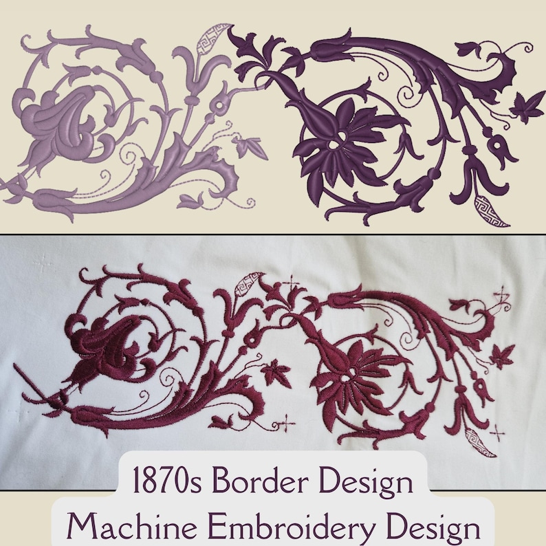 1870s Floral Border Machine Embroidery Design (digital Download) - Etsy