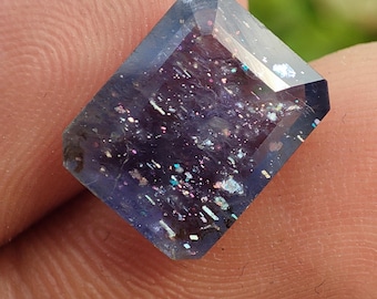 Top Clean Colorful Bloodshot Iolite Sunstone 3.5Cts Natural Multi Glitters Sparkling Iolite Sunstone Emerald Cut Faceted Iolite Gemstone