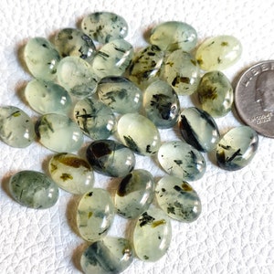 5Stk aus Lot gleiche Größe & Form Top Qualität natürlich grüner Prehnit Cabochon zur Herstellung von Schmuck ovale Form lose Prehnit Edelstein Lot P14