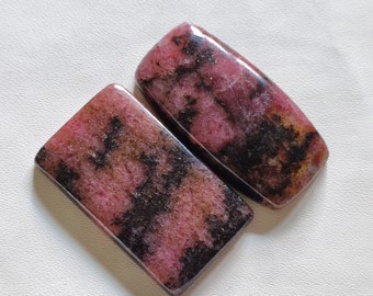 2Pcs Mix Size Same Shape Amazing Rhodonite Gemstone Rhodonite Cabochon Lot Loose Gemstone For Jewelry Healing Rhodonite Gemstone R8