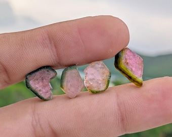 4Pcs Natural Bio Tourmaline Slice Raw Earth Mined Natural Shape Tourmaline Slice Rough For Making Jewelry Full Lot
