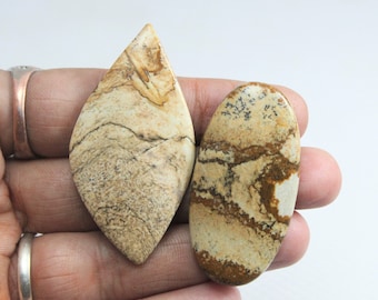 94Cts 2pcs natural imagen Jasper Lote Cabochon imagen suelta Jasper joyería suave piedra preciosa haciendo cabochon precio al por mayor imagen A25