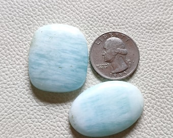 2Stk Karibischer Blauer Calcit Mix Form Cabochon Lot glatt poliert Calcit Cabochon Heilung Blau Kristall Kristall Entspannung Kristall Stein B3