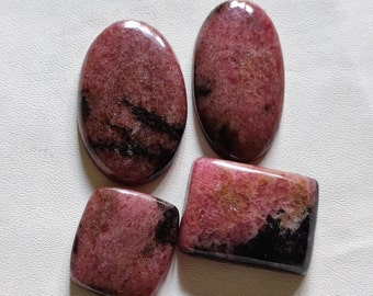 4Pcs Mix Size&Shape Amazing Rhodonite Gemstone Rhodonite Cabochon Lot Loose Gemstone For Jewelry Healing Rhodonite Gemstone R13