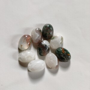 9Pcs Oval Moss Agate Lot Smooth Same Size & Shape Cabochon For Making Jewelry Transparent Polished Moss Agate Cabochon Moss Agate Stone A5