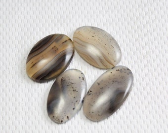 4Pcs Oval Shape AAA Quality Natural Montana Agate Cabochon Montana Agate Gemstone Smooth Agate Semi Precious Loose Stone For Jewelry M17