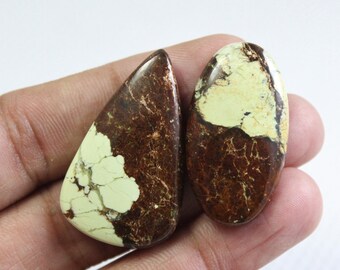 2Pcs 57Ct AAA+ Natural Lemon Chrysoprase Lot Cabochon Smooth Lemon Chrysoprase Gemstone Chrysoprase Cabochon  Polished  Chrysoprase L4