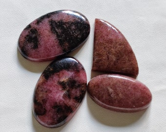 4Pcs Mix Size&Shape Amazing Rhodonite Gemstone Rhodonite Cabochon Lot Loose Gemstone For Jewelry Mix Shape Healing Rhodonite Gemstone R2