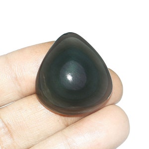 01 pieza de 54 quilates con forma de corazón rara, piedra preciosa de cabujón de obsidiana arcoíris negra natural para hacer joyas B15