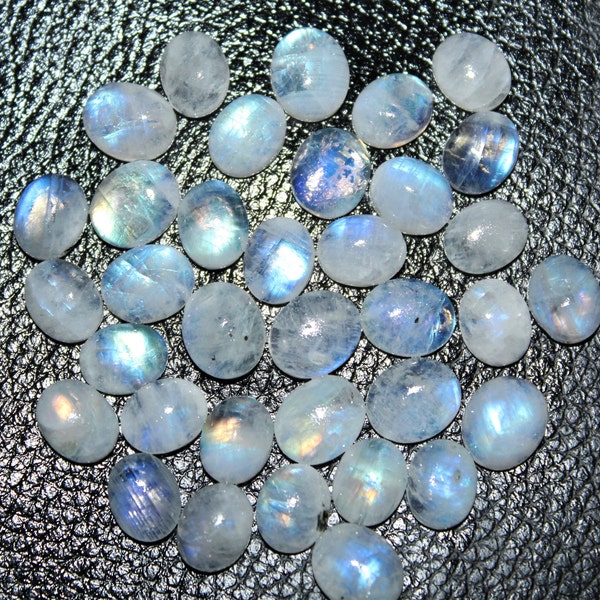 116Cts Top Quality 10X9MM 31Pcs Oval Rainbow Moonstone Cabochons WHOLESALE Rainbow Flash Blue Fire Moonstone Cabs Transparent Polished Loose