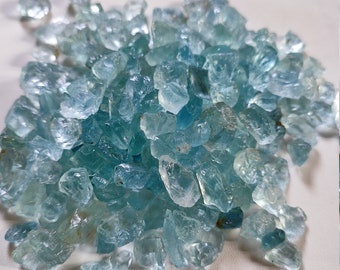 50Cts From Same Lot 18-20Pcs Dark Beautiful Natural Colour And Shape Aquamarine Raw Loose Aquamarine Rough Mix Size Raw Aquamarine A9