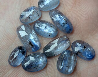 10Pcs Top Grade Teal Kyanite Rose Cut Lot Natural Teal Kyanite Gemstone For Making Jewelry Big Size Kyanite Rose Cut