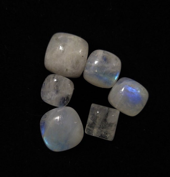6pcs Square Shape White Moonstone Lot White Rainbow Lot Wholesale
