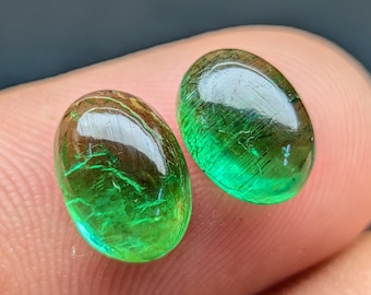 2Pcs Top Grade Smooth Polished Green Apatite Cabochon Lot 100% Natural Green Apatite Gemstone For Making Jewelry Flat Back Cabochon