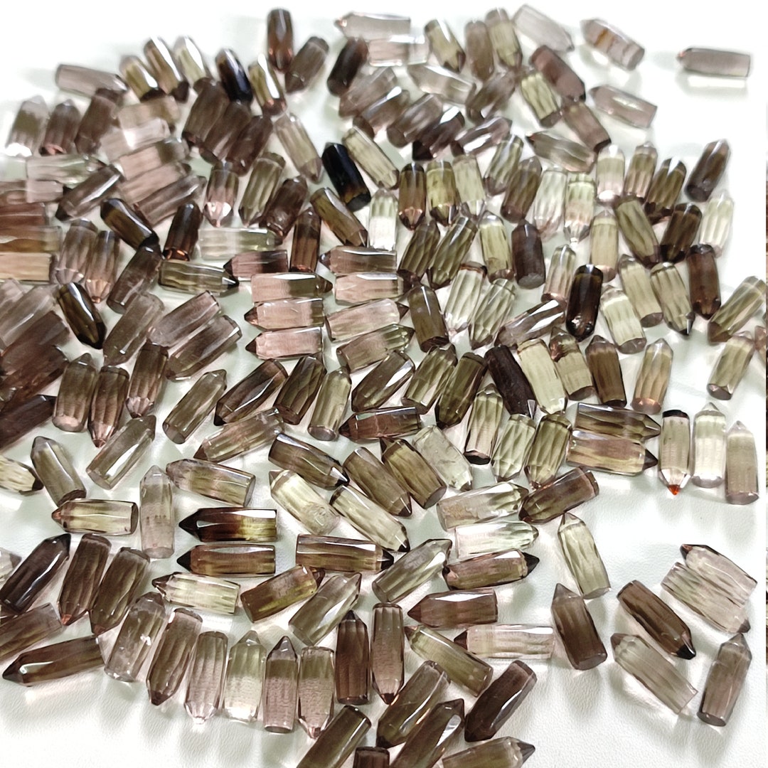10pcs Natural Smoky Quartz Pencil Pointed Gemstone Smoky Quartz Pencil Mini Tower Quartz Points