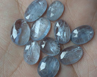Aqua Kyanite Rose Cut Lot Top Quality Flat Back 10Pcs Lot Natural Aqua Kyanite Gemstone For Jewelry Making