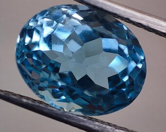 3Cts Top Quality Swiss Blue Topaz Gemstone 9x7MM Faceted Blue Topaz Gemstone Eye Clean Natural Blue Topaz Oval Shape Ring Size Cut Stone