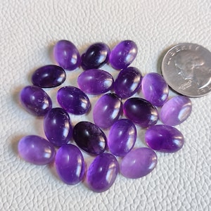 5 Stück aus dem gleichen Lot 14x10MM gleiche Größe & Form Oval Amethyst Cabochon lose glatt poliert Amethyst Edelstein Lot zur Schmuckherstellung A19