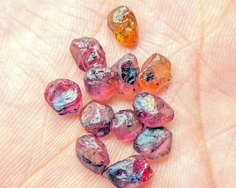 12Pcs 19Cts Natural&Genuine Multi Sapphire Rough Lot, Songea Tanzania Sapphire Rare Blue Ink Dot Multi Sapphire Rough, Loose Sapphire Rough