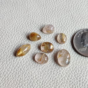 High Quality Natural Golden Rutile Cabochon Stone Lot, Fully Copper Inclusion Rutile, Golden Wire Wrap Rutile, Flawless Golden Rutile GR13