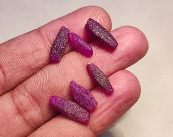 15Cts Natural Ruby Rough Earth Mined Pencil Shape Ruby Raw 7Pcs Full Lot African Ruby Rough Gemstone For Making Jewelry