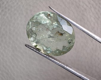 9Cts Big Oval Aquamarine Cut Stone Rare Rainbow Moss AQUAMARINE Faceted Stone Clean Beautiful Aquamarine Stone For Making Jewelry