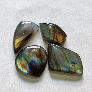 4Pcs Mix Shape Natural Labradorite Cabochon Loose Labradorite Gemstone Smooth Polished Labradorite Cabochon Wholesale Price Labradorite L46