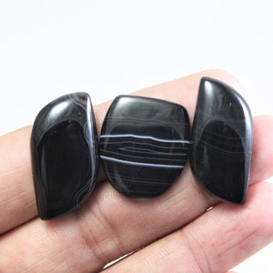 3 Stücke glatte natürliche schwarz banded Achat Cabochons Banded Achat Cabochon Top-Qualität Edelstein Schmuck machen Anhänger lose Stein Größe B13