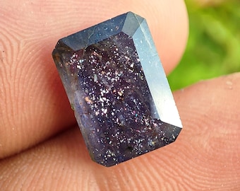 Top Clean Colorful Bloodshot Iolite Sunstone 5.60Cts Natural Multi Glitters Sparkling Iolite Sunstone Emerald Cut Faceted Iolite Gemstone