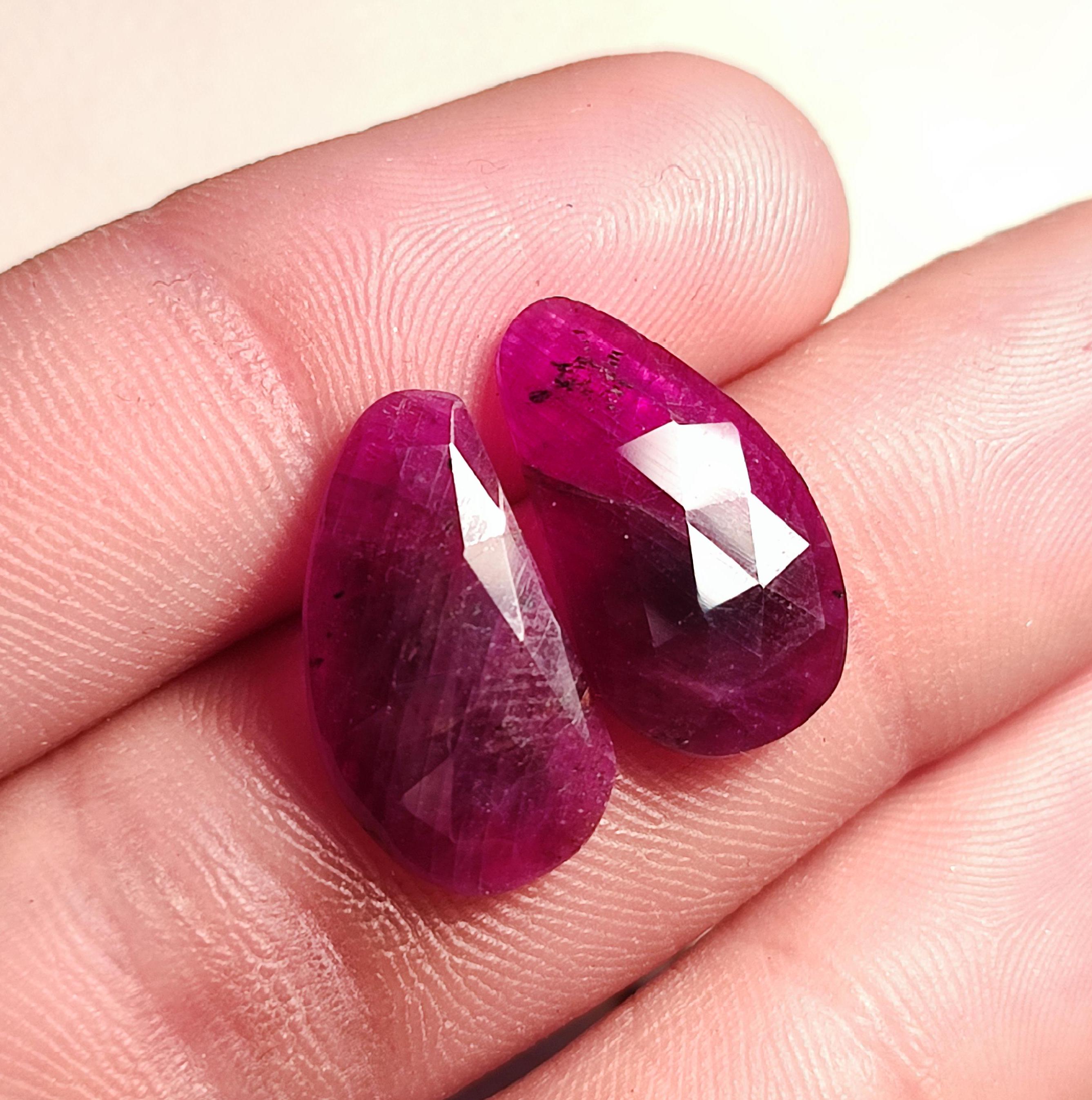 100% Natural African Ruby Rose Cut Pair Gemstone Ruby Faceted Rose Cut ...