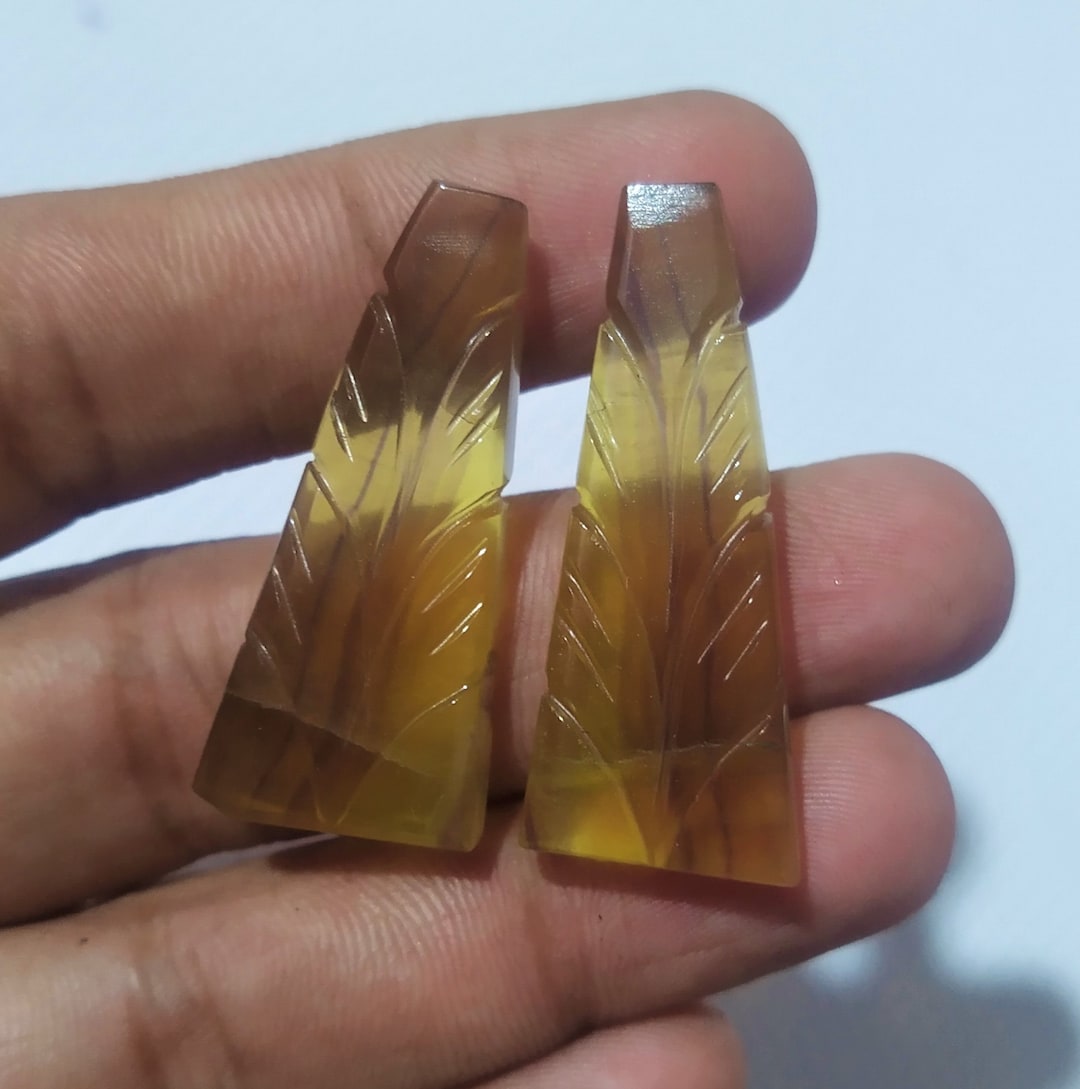2pcs Natural Fluorite Carving Pair High-quality Multi Colour Carved ...