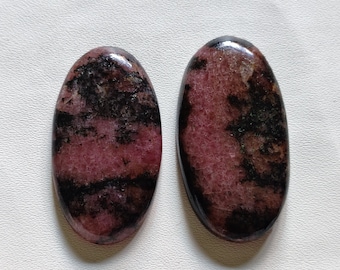 2Pcs Mix Size Oval Shape Amazing Rhodonite Gemstone Rhodonite Cabochon Lot Loose Gemstone For Jewelry Healing Rhodonite Gemstone R7