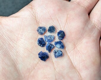 09Pcs 100% Natural Burmese Sapphire Rough Gemstone Lot, Blue Sapphire For Jewelry Making Purpose, Rare Blue Sapphire Slices Raw