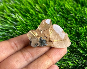 Torre de varita de cristal de cuarzo rutilado natural grande, rara y autoportante, de 128 ct, hermoso cuarzo rutilado dorado, decoración de piedras preciosas de cristales raros