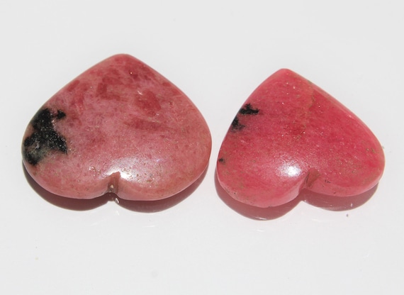 02Pcs Natural RHODONITE, Rare Heart Shape Rhodonite, Healing Crystals, Rhodonite Cabochon, Loose Rhodonite Gemstone P4