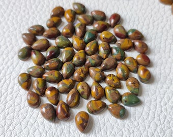 06 Pcs From Lot Top Quality Natural Fruit Jasper Cabochon Gemstone Lot Ring Size Pear Shape Loose Fruit Jasper Gemstone For Making Jewelry