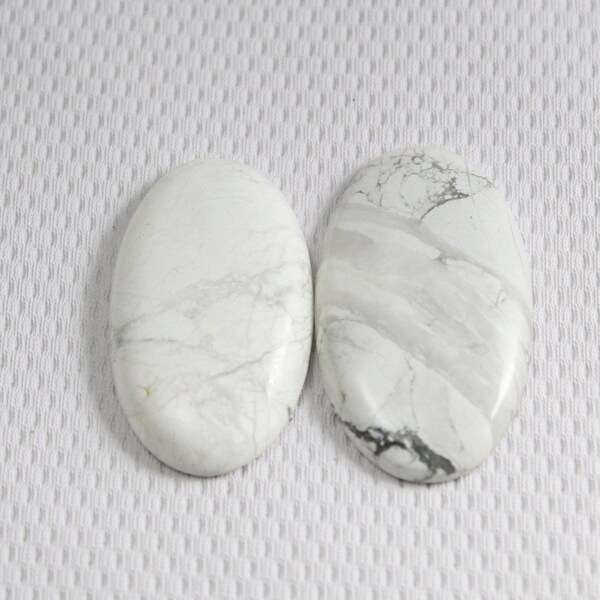 2Pcs Big Size Beautiful Natural White Howlite Cabochon Top Quality Howlite Lot White Spider Web Howlite Gemstone Cabochon Wholesale Price A6