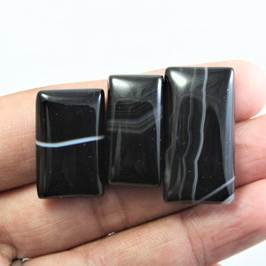 3 Stücke glatte natürliche schwarz banded Achat Cabochons Banded Achat Cabochon Top-Qualität Edelstein Schmuck machen Anhänger lose Stein Größe B8