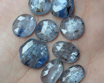 9Pcs Top Grade Teal Kyanite Rosecut Gemstone Flat Back Aqua Kyanite Gemstone For Making Jewelry