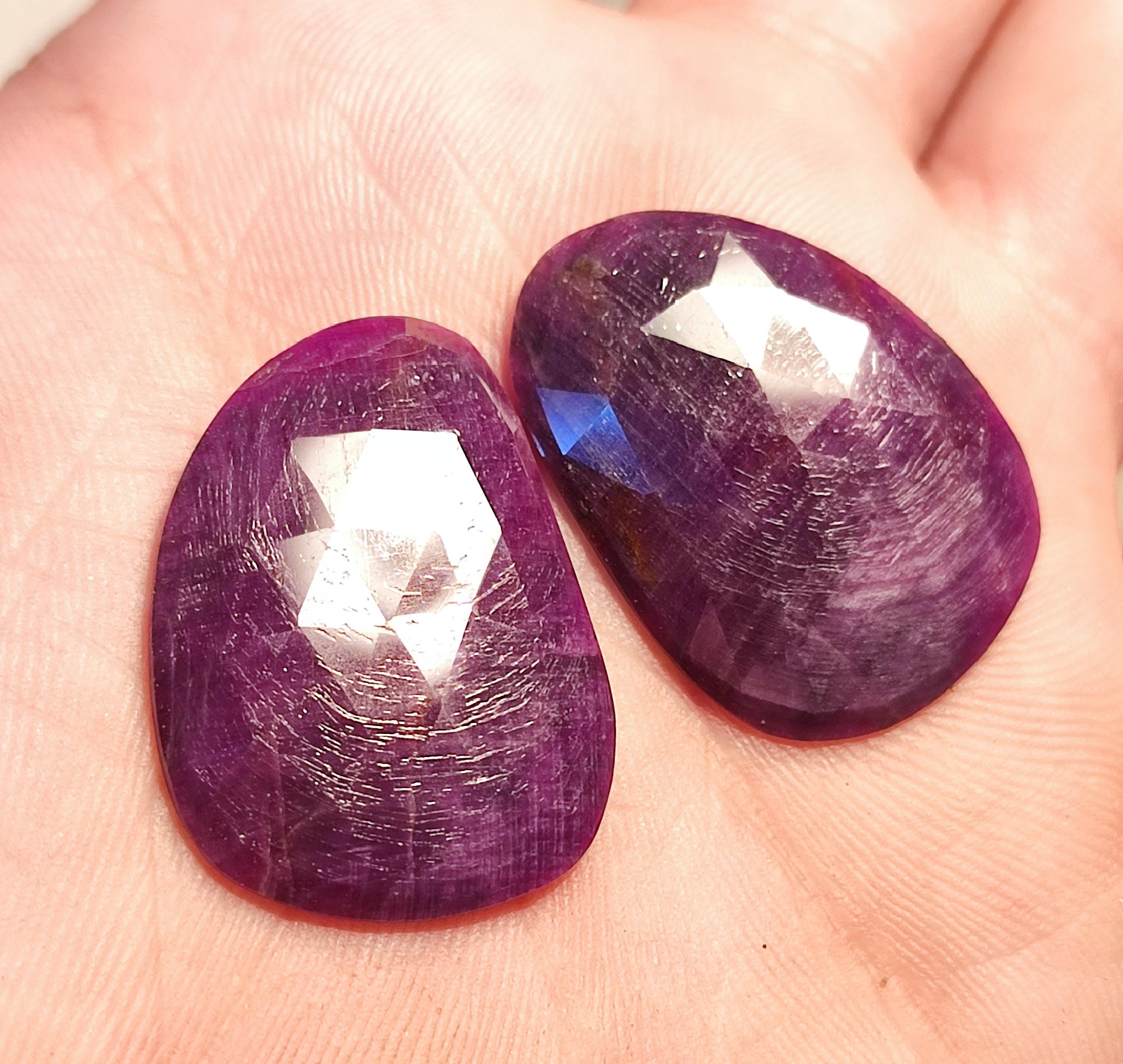 48cts Big Size Natural Ruby Rose Cut Slice Pair Precious Ruby Slice ...