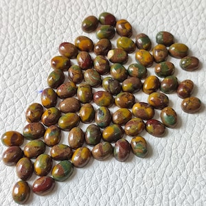 06 Pcs From Lot Top Quality Natural Fruit Jasper Cabochon Gemstone Lot Ring Size Oval Shape Loose Fruit Jasper Gemstone For Making Jewelry