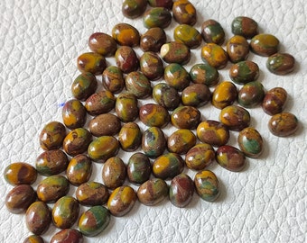 06 Pcs From Lot Top Quality Natural Fruit Jasper Cabochon Gemstone Lot Ring Size Oval Shape Loose Fruit Jasper Gemstone For Making Jewelry