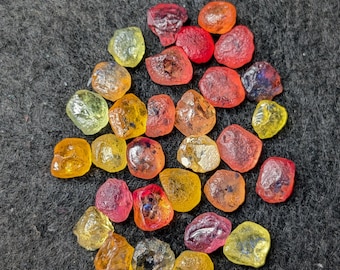 30Pcs 43Cts Natural&Genuine Multi Sapphire Rough Lot, Songea Tanzania Sapphire Rare Blue Ink Dot Multi Sapphire Rough, Loose Sapphire Rough