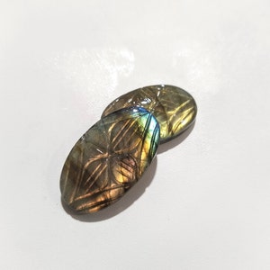 2Pcs Natural Transparent Labradorite Carving Gemstone Multi Flashy Carving Gemstone Carving For Making Wire Pendant Labradorite Carving L13