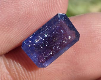 Top Clean Colorful Bloodshot Iolite Sunstone 2.65Cts Natural Multi Glitters Sparkling Iolite Sunstone Emerald Cut Faceted Iolite Gemstone