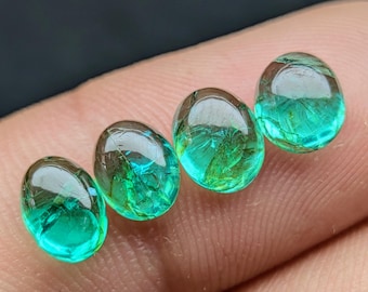4Pcs Top Grade Smooth Polished Green Apatite Cabochon Lot 100% Natural Green Apatite Gemstone For Making Jewelry Flat Back Cabochon